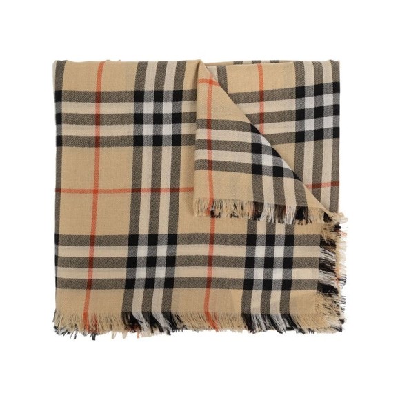 Burberry Vintage Check Pattern Scarf With Frayed Edges - NWT - Picture 1 of 4